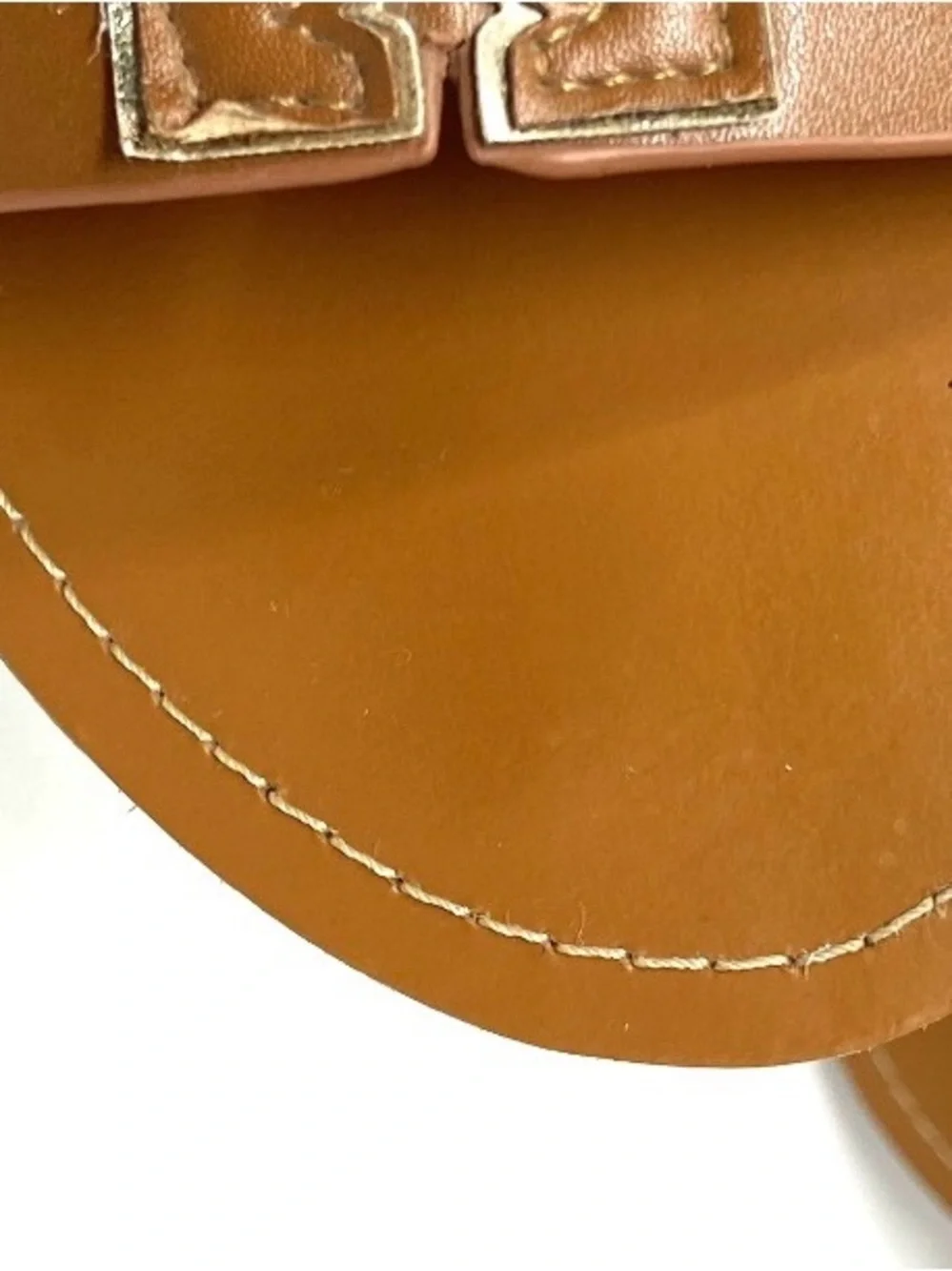 Tory Burch Ines Large Logo Slide Leather Flat Sandals Brown Gold EUR 40 / US 10